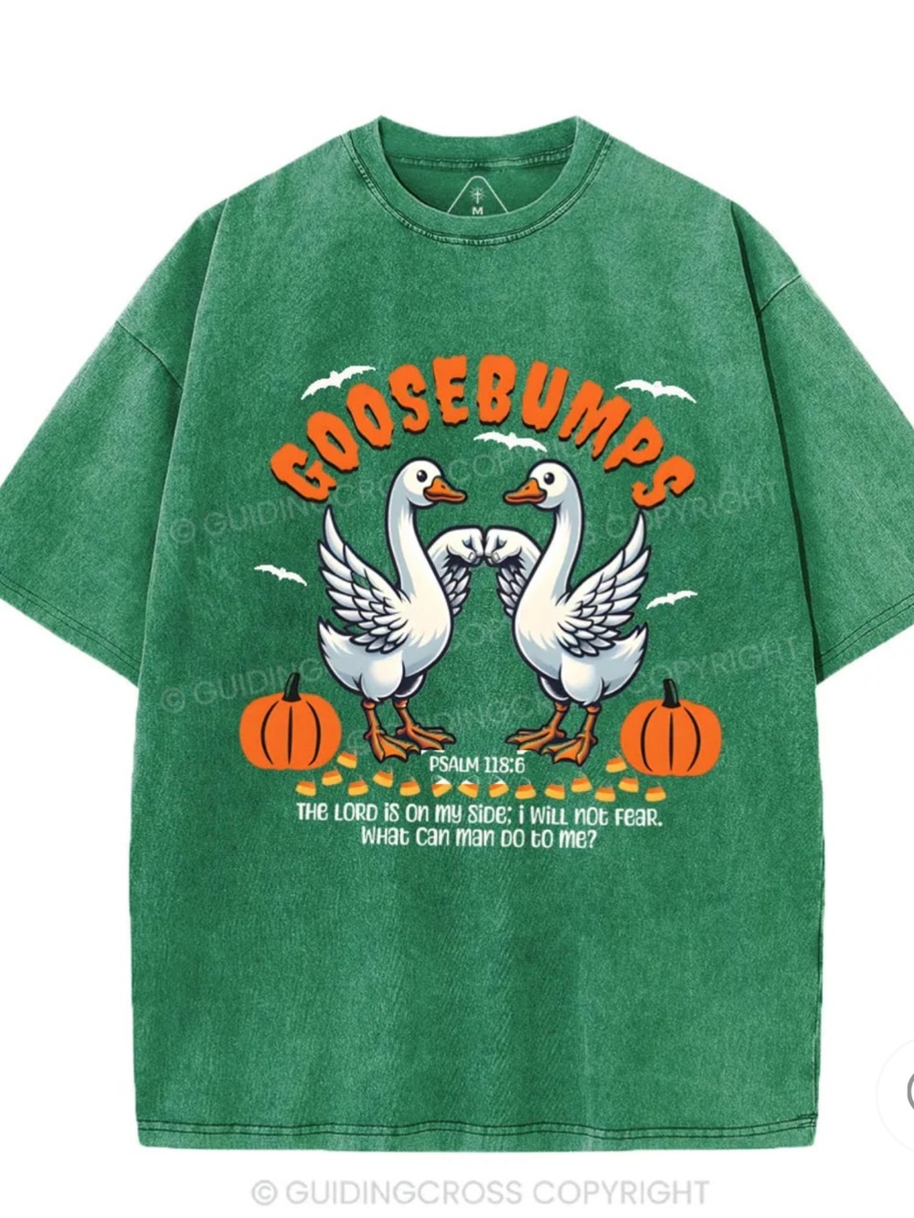 Goosebumps Green Graphic Tee with Pumpkins